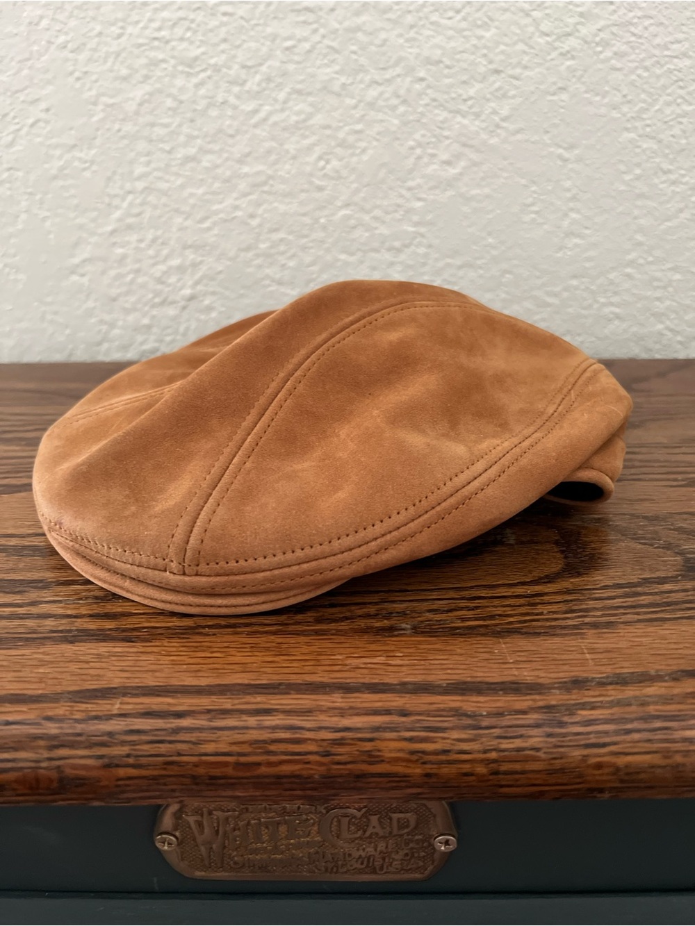 Vintage Stetson Genuine Suede Leather Newsboy Cap Hat Made in USA